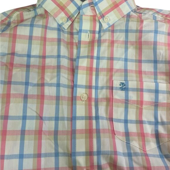 Izod Boy's  Multicolor Plaid Shirt perfect for easter excellent worn once size M - Picture 1 of 2